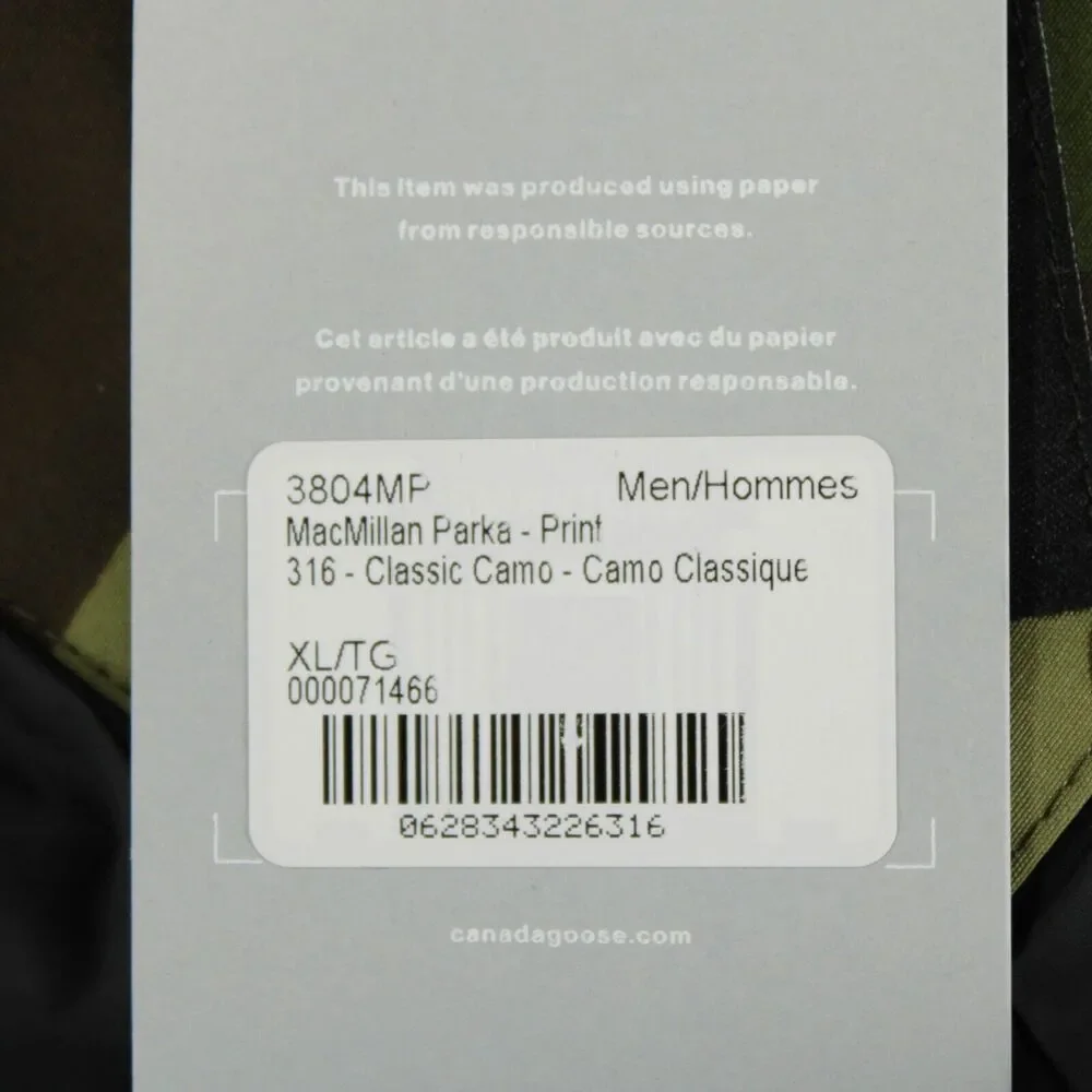 Canada Goose NWT Men's MacMillan Parka Jacket Size XL in Classic Green Camo - Picture 12 of 15